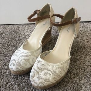 Lace & Cork Wedge Heels